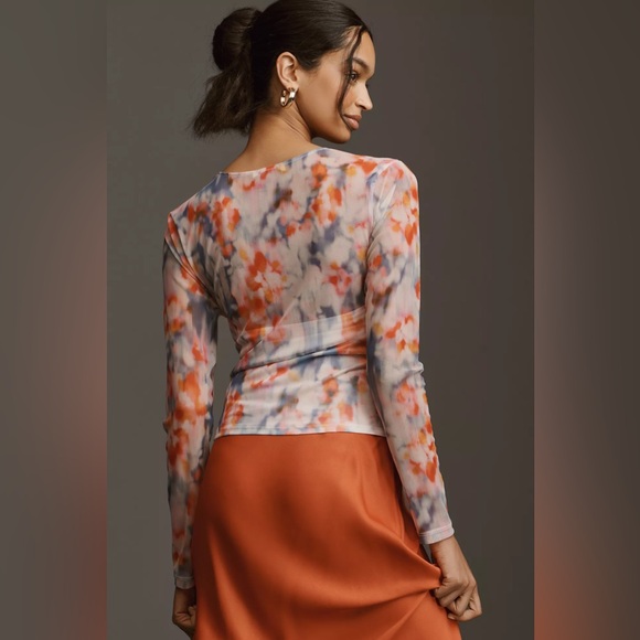 Anthropologie Long-Sleeve Crossover Mesh Top - Picture 4 of 11